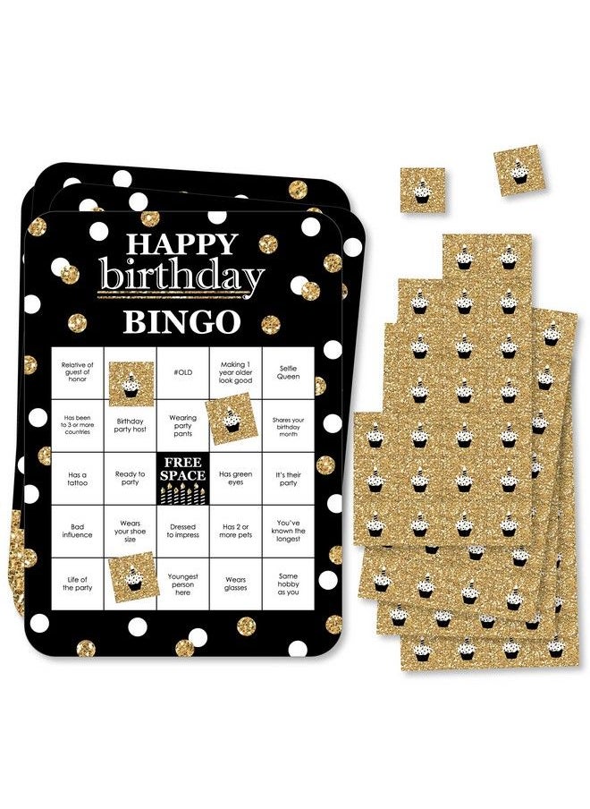Big Dot of Happiness Adult Happy Birthday Gold Find The Guest Bingo Cards And Markers Birthday Party Bingo Game Set Of 18  - Image 2