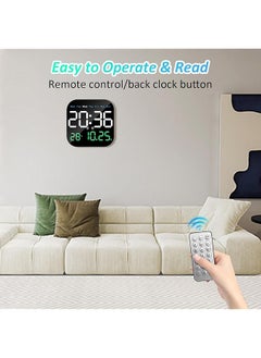 Necomi Digital Wall Clock Digital Clock 9 Inch Led Digital Clock With Remote Control For Living Room Decoration Week Date Temperature In 3 Colors Auto Brightness Standing And Hanging  - Image 4