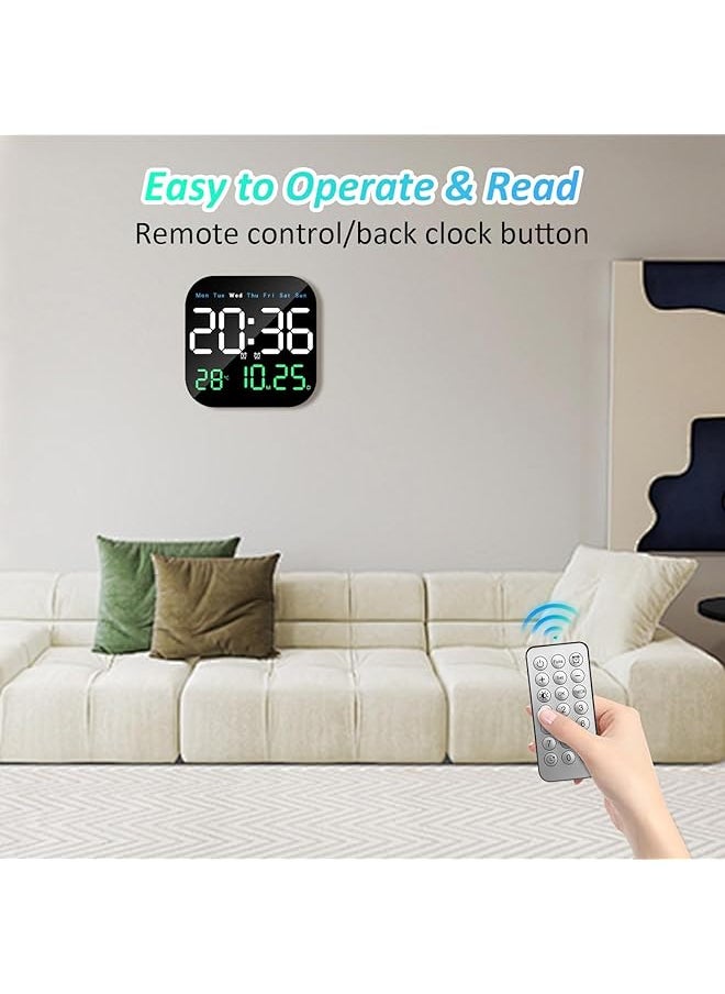 Necomi - Digital Wall Clock Digital Clock 9 Inch Led Digital Clock With Remote Control For Living Room Decoration Week Date Temperature In 3 Colors Auto Brightness Standing And Hanging - Image 1