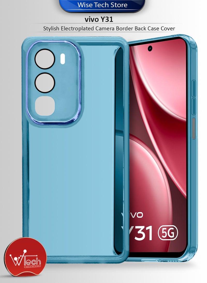 Wtech vivo Y31 5G 2025 Soft Transparent TPU Camera Lens Protection Silicone Ultra Thin Phone Stylish Electroplated Camera Border Back Case Cover - Blue - Image 1