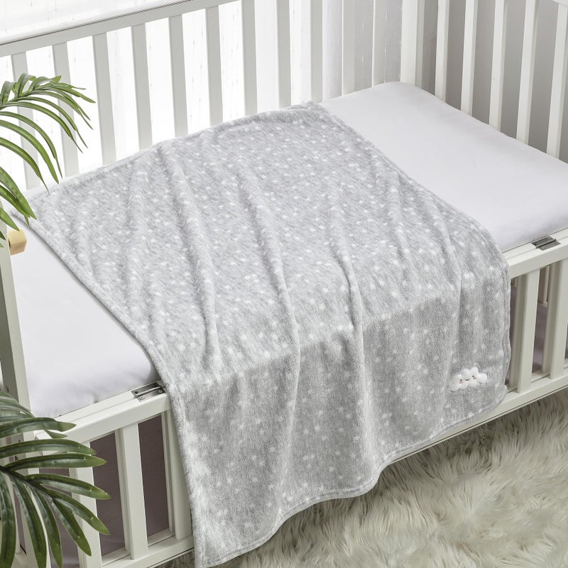 CREVENT بطانية أطفال دافئة وناعمة ومريحة 30''X40'' من CREVENT للأولاد الرضع والأطفال الصغار، مناسبة للسرير والمهود وعربات الأطفال، هدية لمواليد الجدد - سحاب رمادي - Image 3