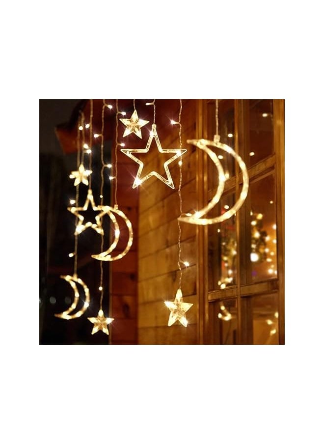 The Bros Led Curtain String Light, Battery Operated Curtain Lights, Moon Star Led Lights for Bedroom, Dorm Decor Battery Powered Fairy Lights, Indoor Outdoor Decoration Twinkle Lights  - Image 2