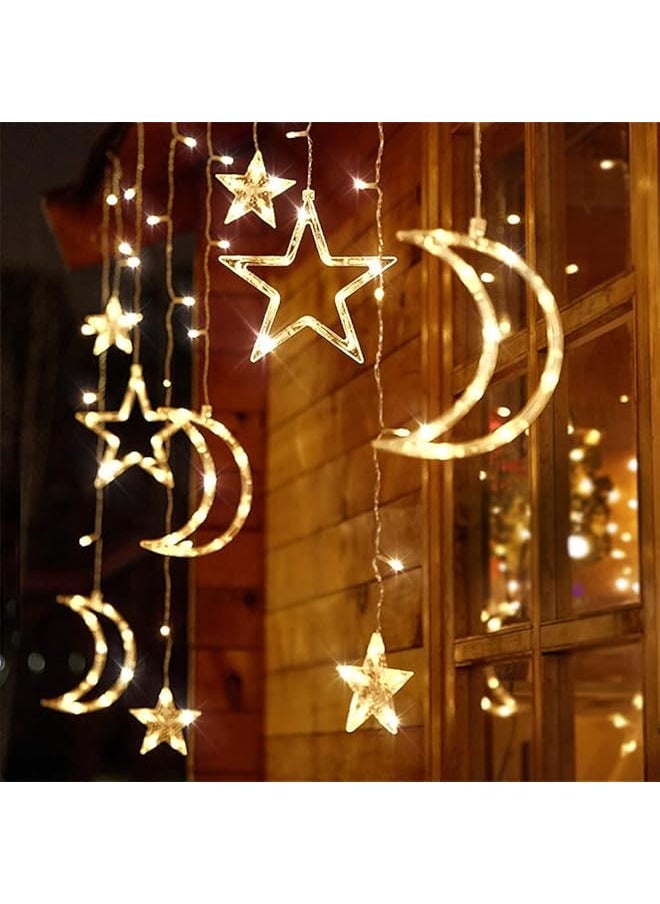 The Bros Led Curtain String Light, Battery Operated Curtain Lights, Moon Star Led Lights for Bedroom, Dorm Decor Battery Powered Fairy Lights, Indoor Outdoor Decoration Twinkle Lights  - Image 1