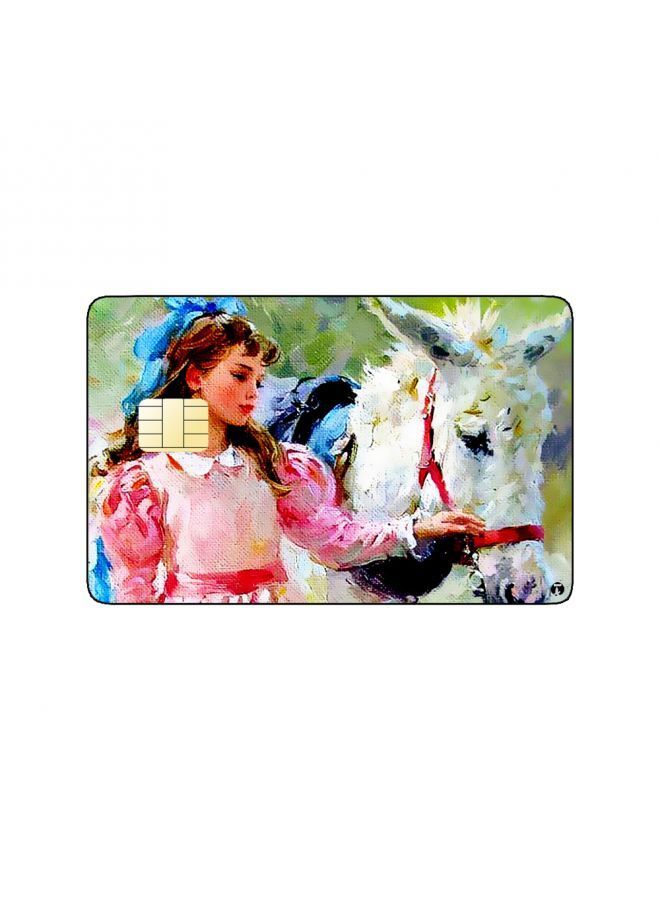 RKN PRINTED BANK CARD STICKER Beautiful Woman In Pink Dress With Horse - Image 2