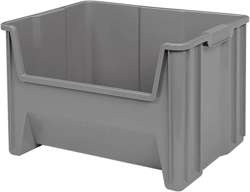 Akro-Mils 13017 Stak-N-Store Heavy Duty Stackable Open Front Plastic Storage Container Bin, (15" x 20" x 12-1/2"), Gray, (3-Pack) - Image 1