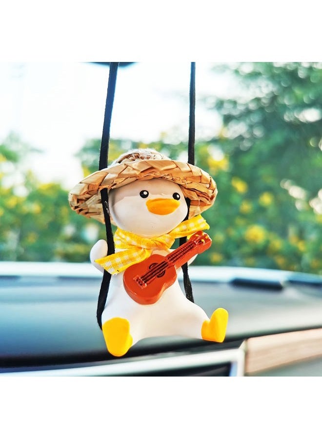 Qiwen Swinging Duck Car Hanging Ornament Cute Decor Rear View Mirror Accessories Mirror Hanging Car Pendant Interior for Women Charm (Guitar) - Image 5