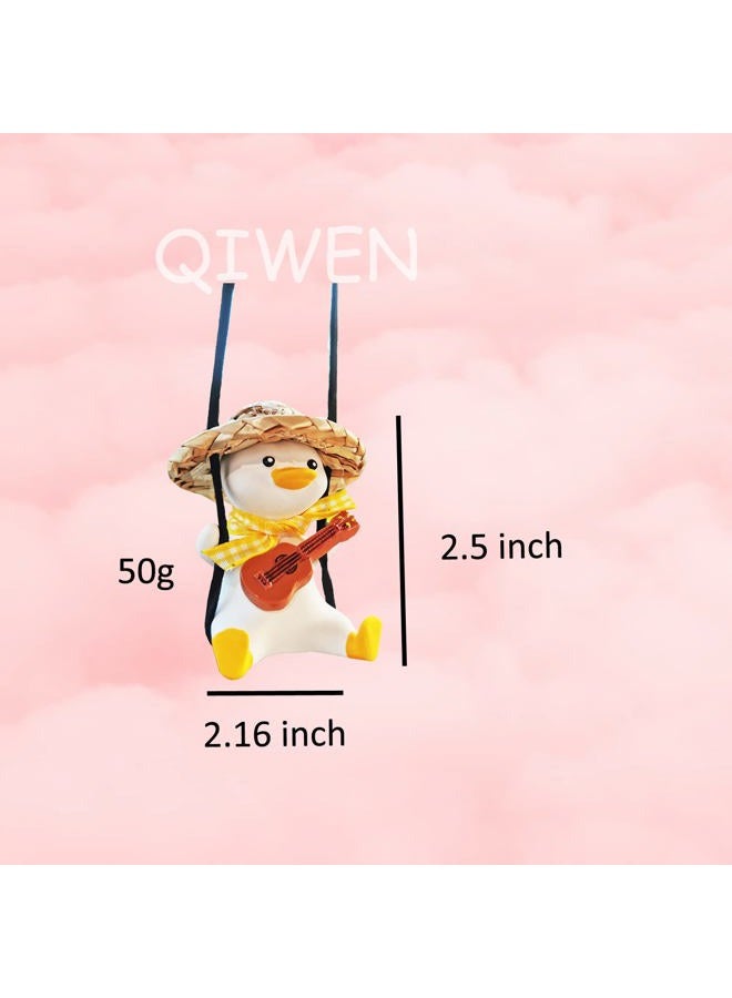 Qiwen Swinging Duck Car Hanging Ornament Cute Decor Rear View Mirror Accessories Mirror Hanging Car Pendant Interior for Women Charm (Guitar) - Image 3