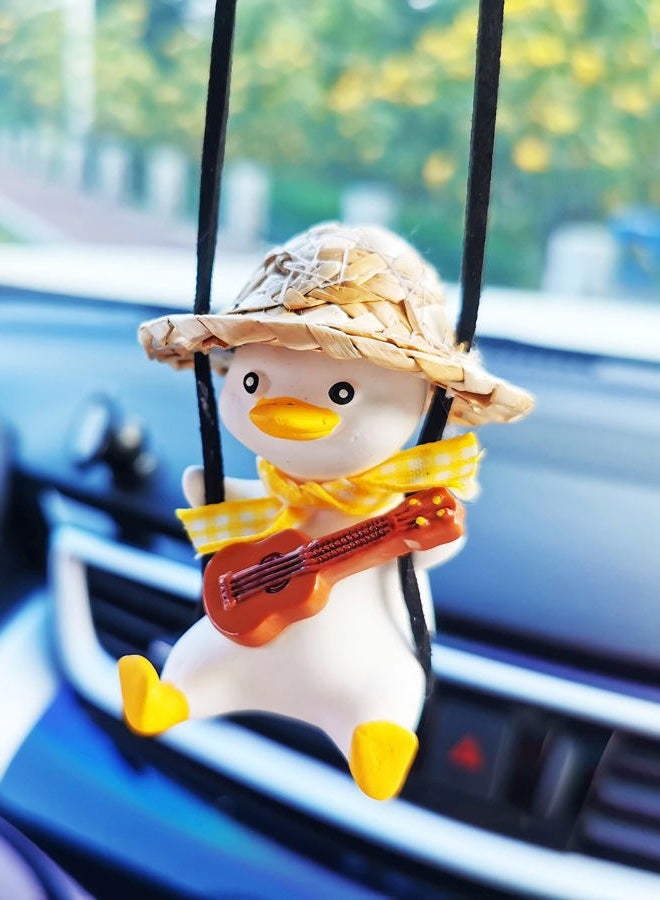 Qiwen Swinging Duck Car Hanging Ornament Cute Decor Rear View Mirror Accessories Mirror Hanging Car Pendant Interior for Women Charm (Guitar) - Image 4