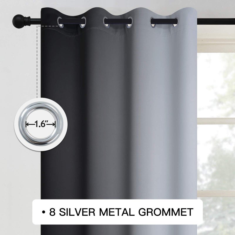 COSVIYA Grommet Ombre Room Darkening Curtains 84 inch Length 2 Panels  Black and Grayish White Gradient Drapes Light Blocking Insulated Thermal Window Curtains for Bedroom/Living Room 52x84 inches - Image 3
