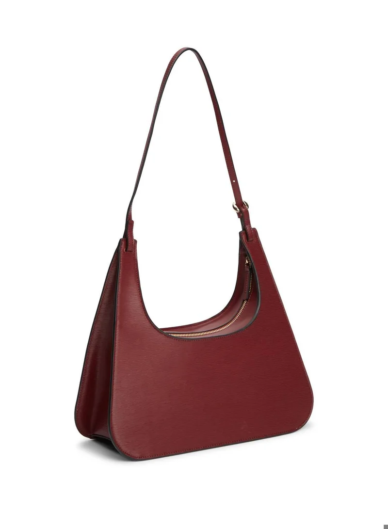 TOMMY HILFIGER Velvet Maroon Modern Metallic Logo Shoulder Bag for Women | Best Price UAE