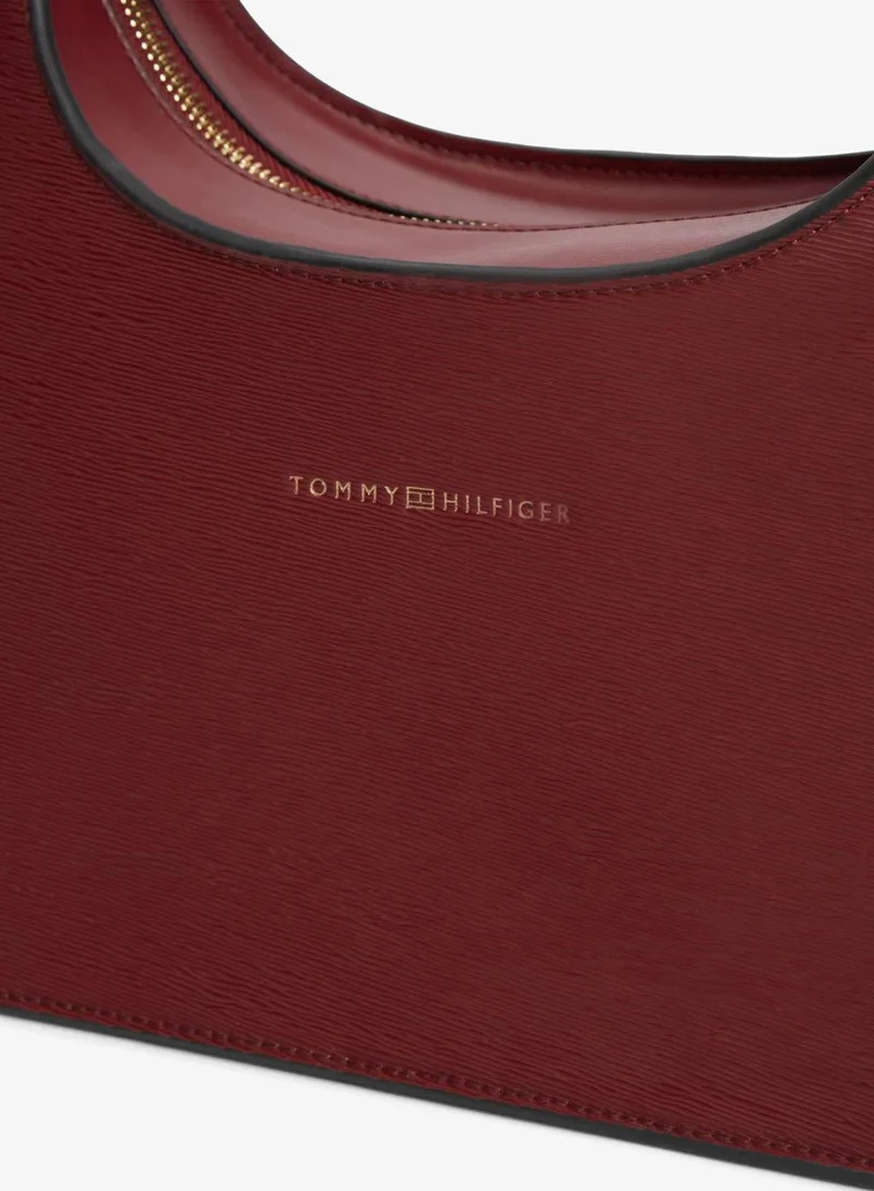 Tommy Hilfiger Velvet Maroon Modern Metallic Logo Shoulder Bag for Women | Best Price UAE