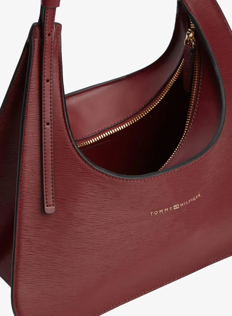 Tommy Hilfiger Velvet Maroon Modern Metallic Logo Shoulder Bag for Women | Best Price UAE