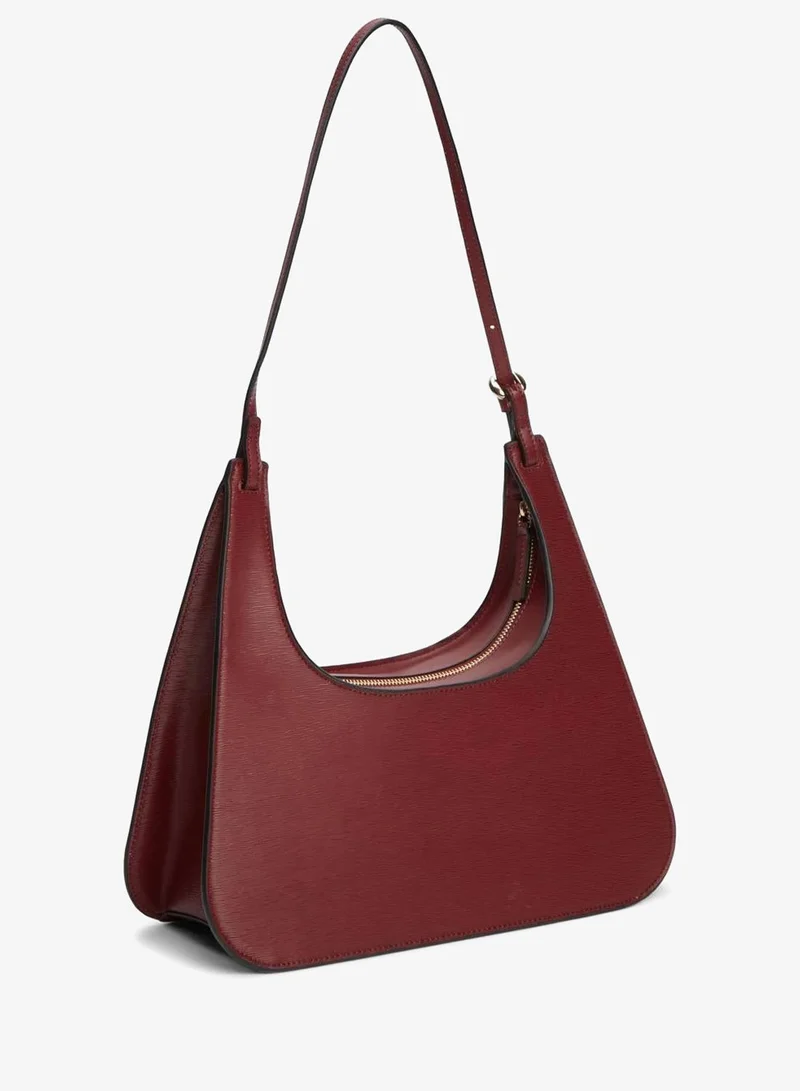 Tommy Hilfiger Velvet Maroon Modern Metallic Logo Shoulder Bag for Women | Best Price UAE