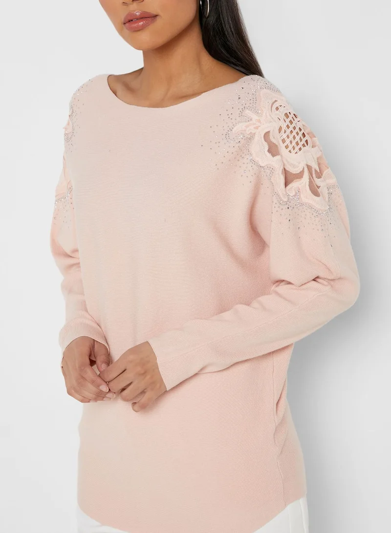 QUIZ Lace Trim Top