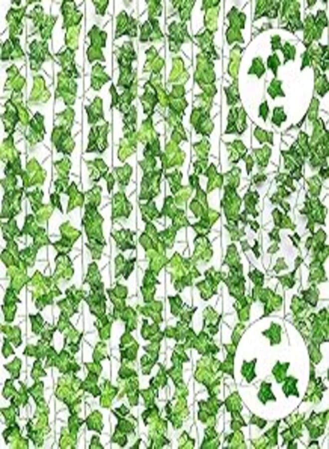SUNTOP Artificial Ivy Leaves Garland 2.1M Fake Hanging Plant Silk Garland Fake Greenery Flowers Leaves for Home Garden Restaurant Wedding Decoration Set of 12