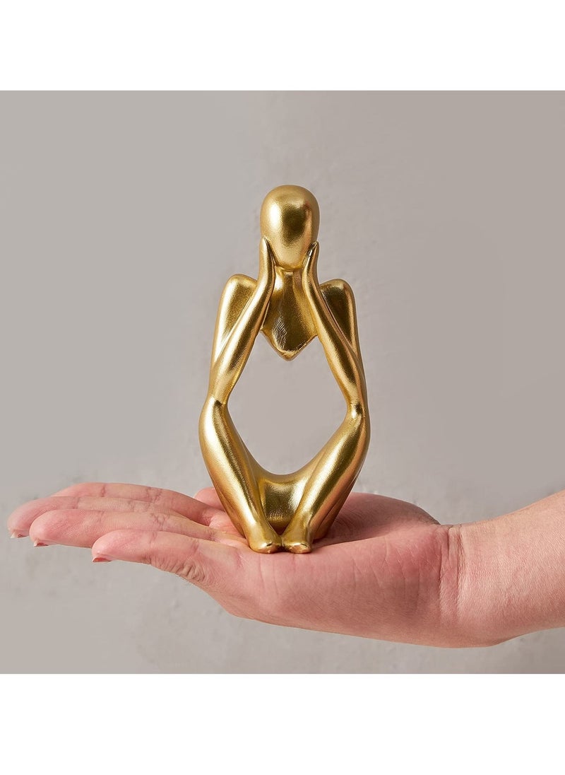 Alruht - 3-Piece Gold Statue Decor, Thinker Abstract Art Resin Sculpture for Home, Living Room, Office Decoration - Image 1