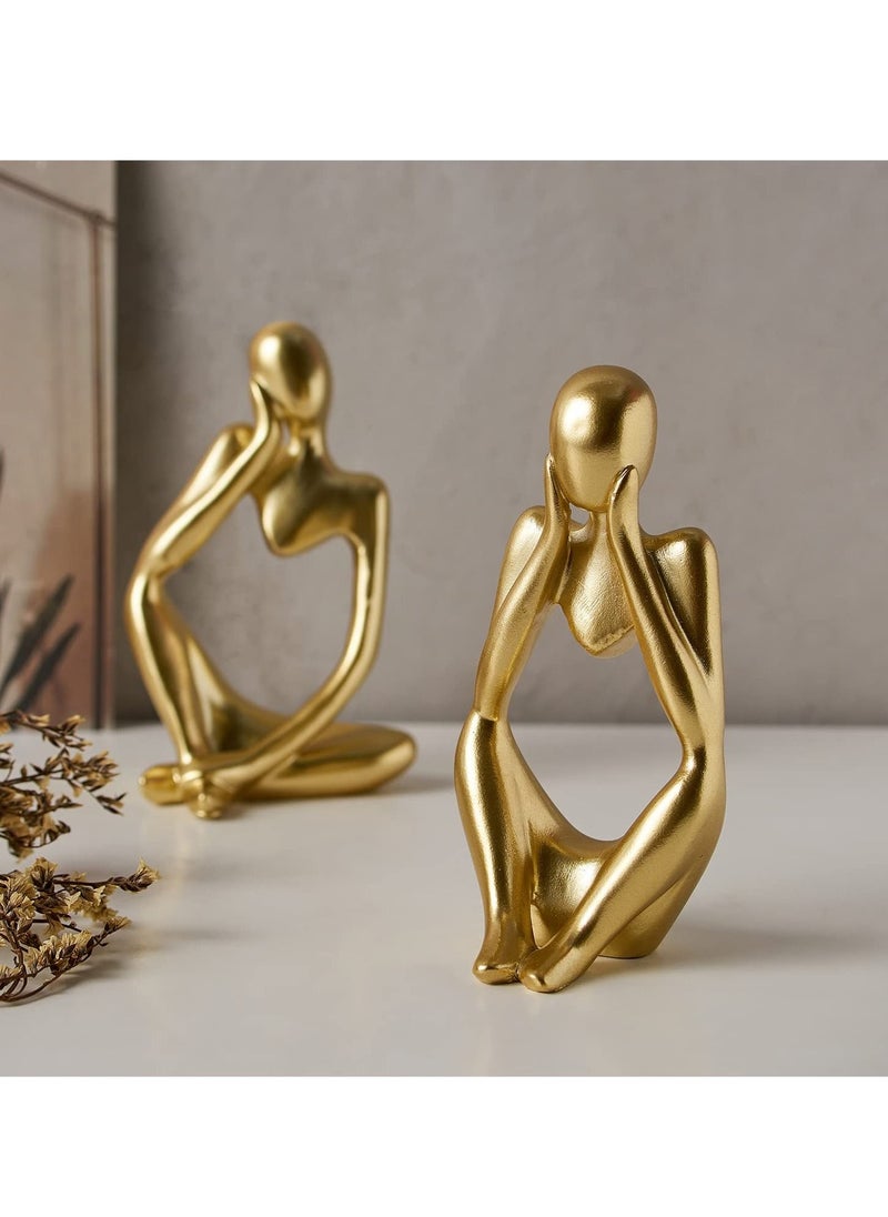Alruht - 3-Piece Gold Statue Decor, Thinker Abstract Art Resin Sculpture for Home, Living Room, Office Decoration - Image 1