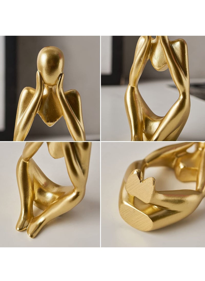 Alruht - 3-Piece Gold Statue Decor, Thinker Abstract Art Resin Sculpture for Home, Living Room, Office Decoration - Image 1