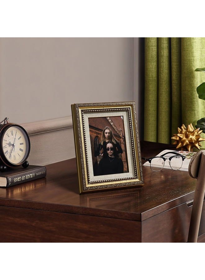 HappyHapi 4x6 Picture Frame Gold, 1 Pack Vintage Picture Frames for Wall or Tabletop Display, Gold 4 x 6 Photo Frame for Wall Decor Retro Home Decor - Image 2