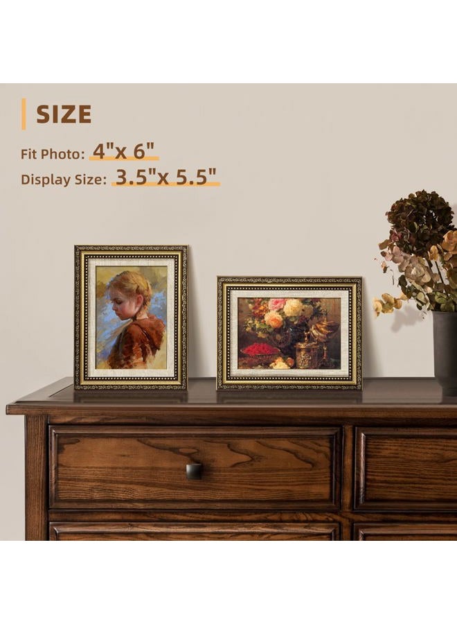 HappyHapi 4x6 Picture Frame Gold, 1 Pack Vintage Picture Frames for Wall or Tabletop Display, Gold 4 x 6 Photo Frame for Wall Decor Retro Home Decor - Image 5