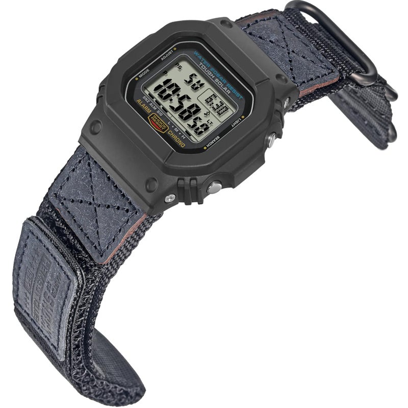 HEMSUT Quick Release 16mm Military Tactical Watch Band for Casio ShockResistant Nylon Leather Strap Compatible with GA100 DW5600 DW6900 GWM5610 GBD800 Series More - Image 2