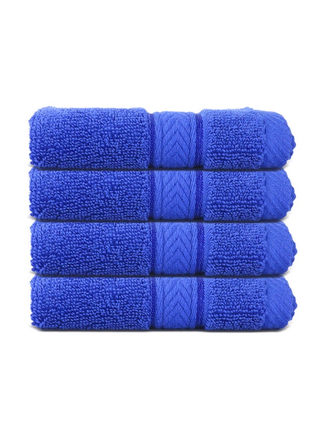 Hotel Linen Klub Hotel Linen Klub LUXURY PACK of 4 Face Towel - 100% Cotton 650 GSM Terry Dobby Border Ring Spun - Super Soft ,Quick Dry,Highly Absorbent ,Size: 30x30cm,Royal Blue  - Image 1