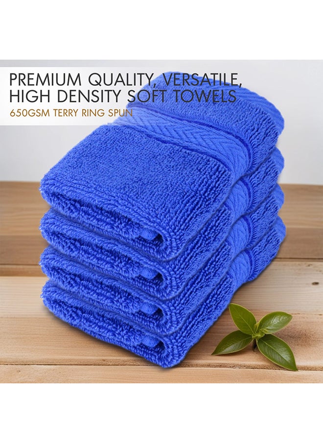 Hotel Linen Klub Hotel Linen Klub LUXURY PACK of 4 Face Towel - 100% Cotton 650 GSM Terry Dobby Border Ring Spun - Super Soft ,Quick Dry,Highly Absorbent ,Size: 30x30cm,Royal Blue  - Image 2