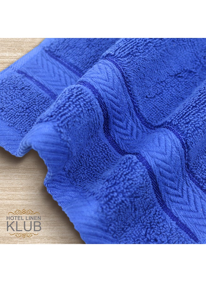 Hotel Linen Klub Hotel Linen Klub LUXURY PACK of 4 Face Towel - 100% Cotton 650 GSM Terry Dobby Border Ring Spun - Super Soft ,Quick Dry,Highly Absorbent ,Size: 30x30cm,Royal Blue  - Image 5