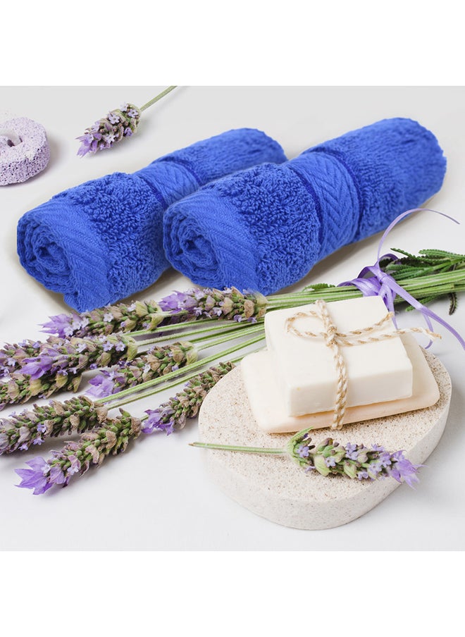 Hotel Linen Klub Hotel Linen Klub LUXURY PACK of 4 Face Towel - 100% Cotton 650 GSM Terry Dobby Border Ring Spun - Super Soft ,Quick Dry,Highly Absorbent ,Size: 30x30cm,Royal Blue  - Image 3