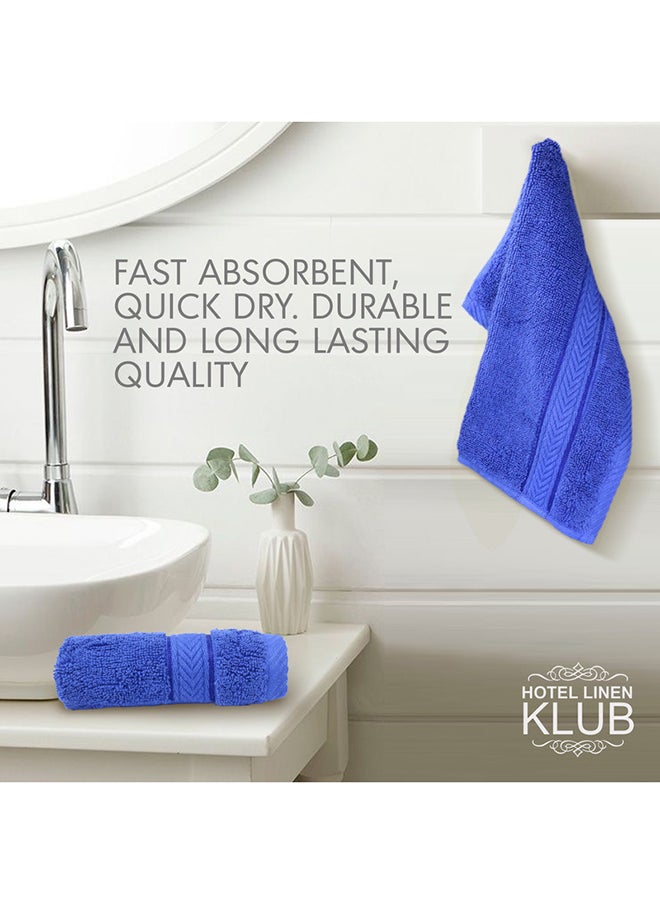 Hotel Linen Klub Hotel Linen Klub LUXURY PACK of 4 Face Towel - 100% Cotton 650 GSM Terry Dobby Border Ring Spun - Super Soft ,Quick Dry,Highly Absorbent ,Size: 30x30cm,Royal Blue  - Image 4