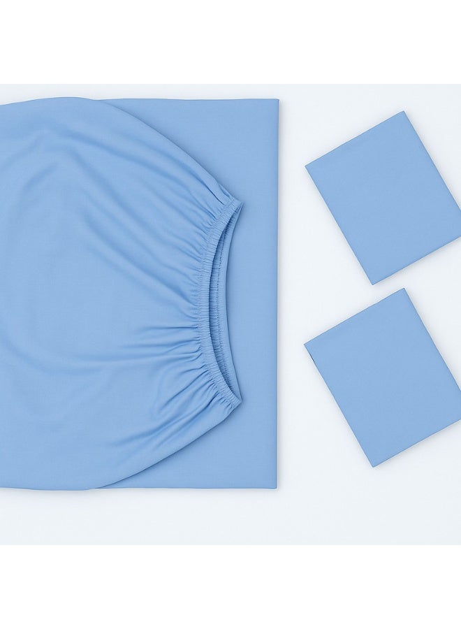 برنسيس طقم أغطية وسائد وملاءات بحواف مطاطية من 3 قطع cotton_blend أزرق - Image 4
