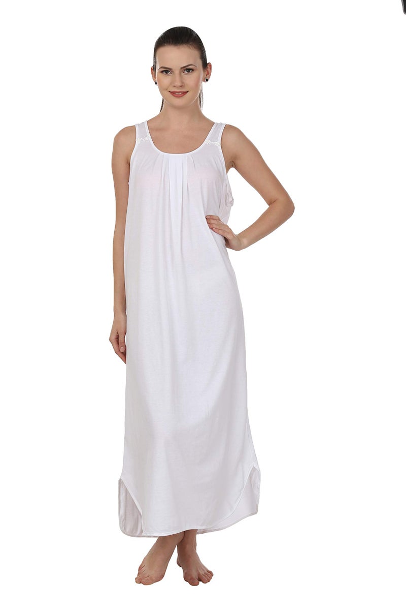 BLAZON Women Cotton Midi Nighty Slip (White_ XL ) - Image 1