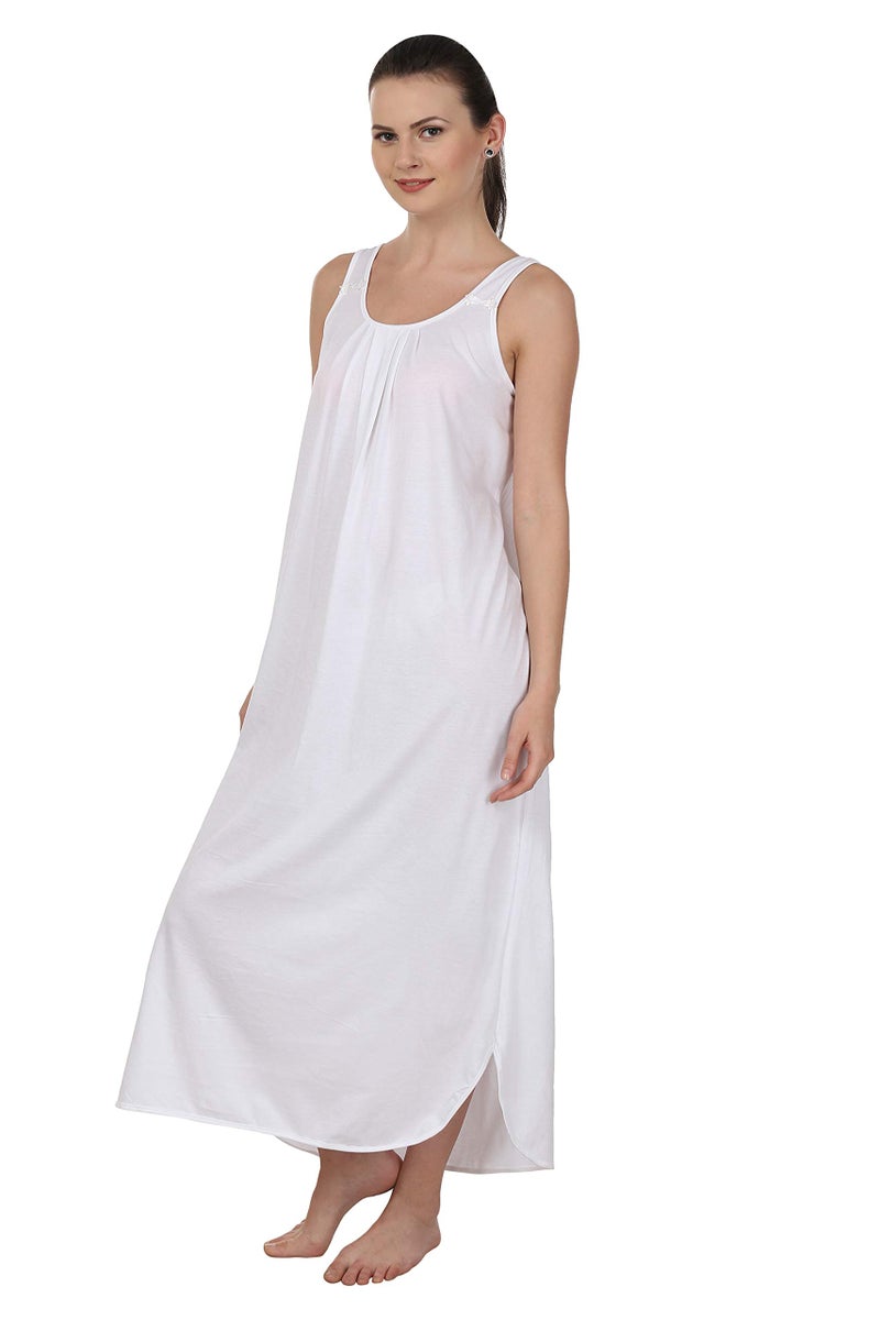 BLAZON Women Cotton Midi Nighty Slip (White_ XL ) - Image 2
