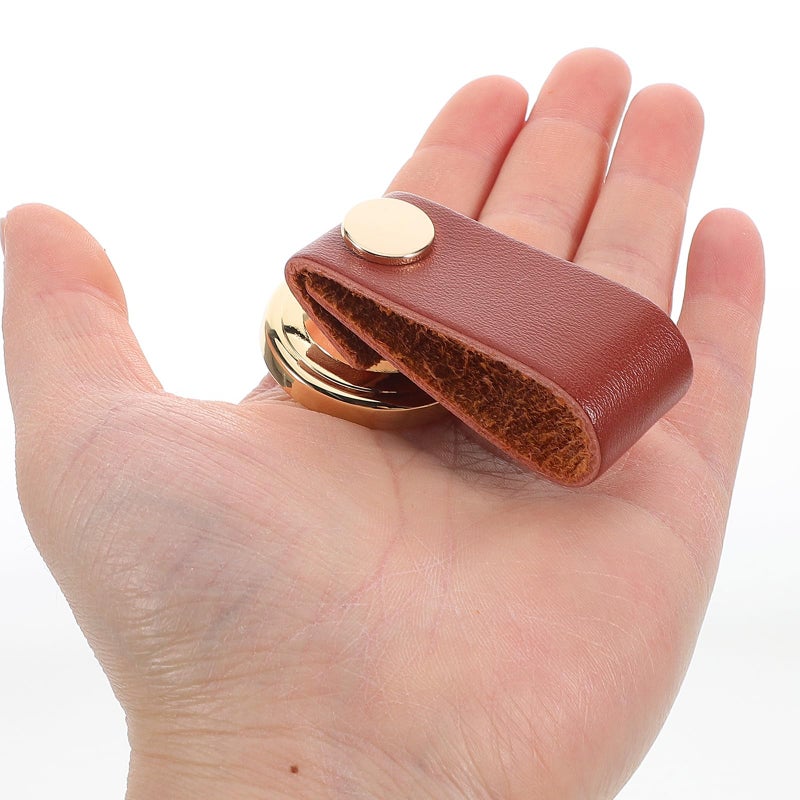 Single Hole Cabinet Handle Drawer Pull Light Brown Zinc Alloy Soft Fake Leather - Image 4