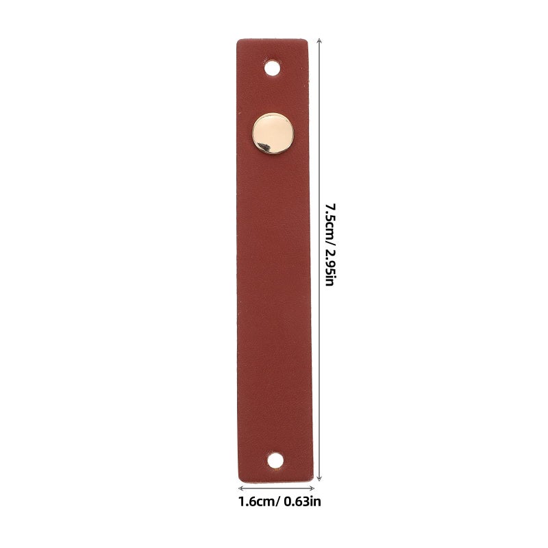 Single Hole Cabinet Handle Drawer Pull Light Brown Zinc Alloy Soft Fake Leather - Image 3