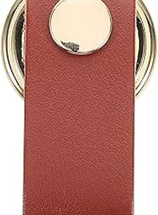 Single Hole Cabinet Handle Drawer Pull Light Brown Zinc Alloy Soft Fake Leather - Image 1