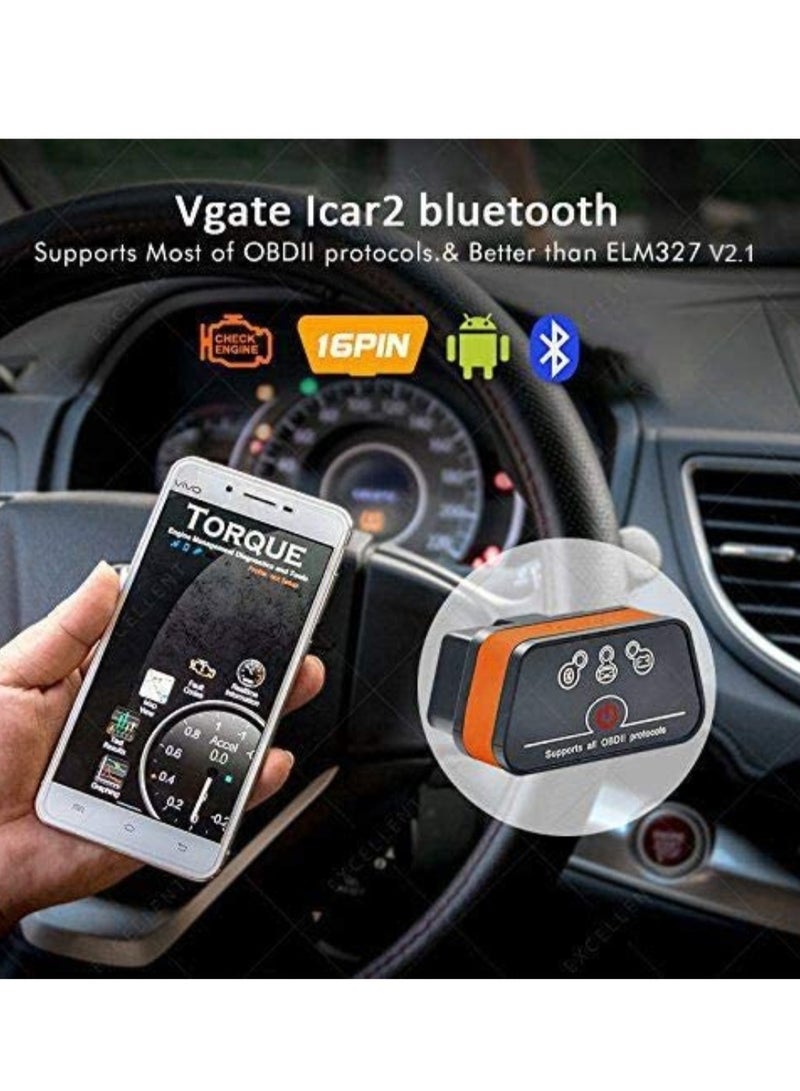 Vgate Vgate OBD2 Scanner iCar2 OBDII Bluetooth Version Diagnostic Tool Work for Android/PC device with AUTO SLEEP  - Image 2