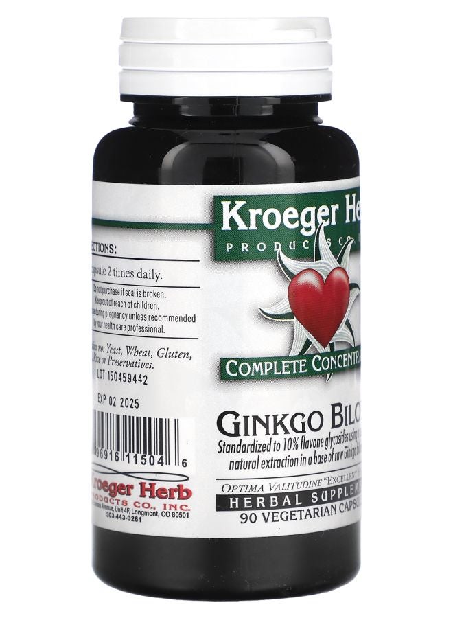 Kroeger Herb Co Complete Concentrates Ginkgo Biloba 90 Vegetarian Capsules - Image 2