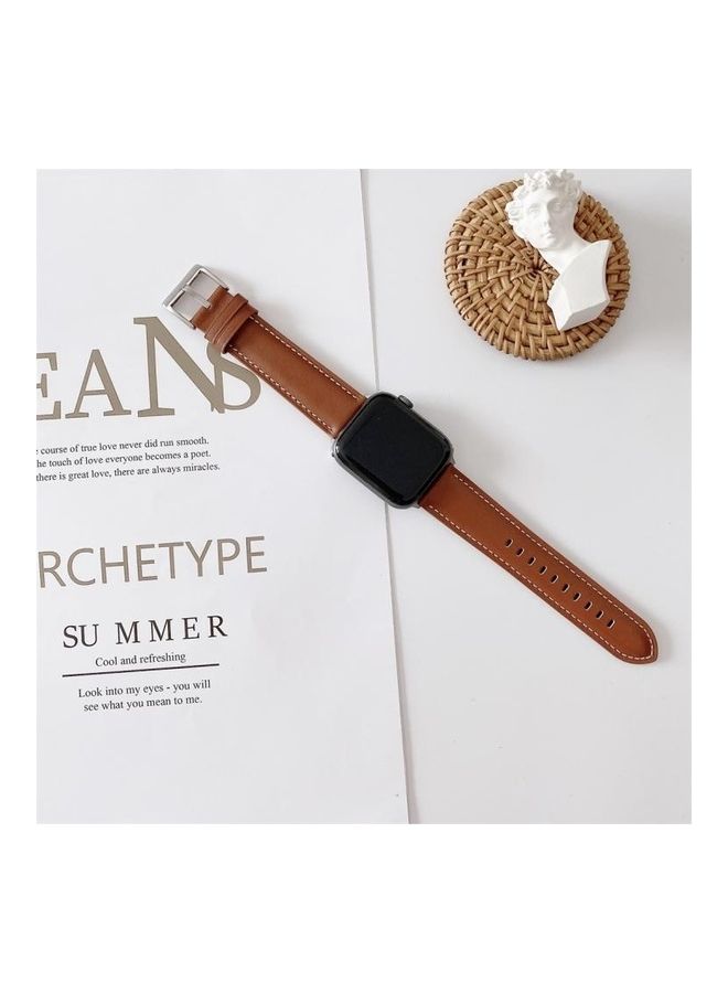 NIBEMINENT V Tail Style Replacement Watch Band For Apple 5 & 4 44mm/3 2 1 42mm Brown  - Image 1