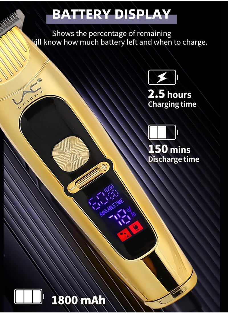 LAC LAICHY - Hair Clippers for men Hair Trimmer Beard Trimmer for Men Razor Kit - Rechargeable USB Professional Cordless Hair Clippers for Men with LED Display for Barber - Image 1