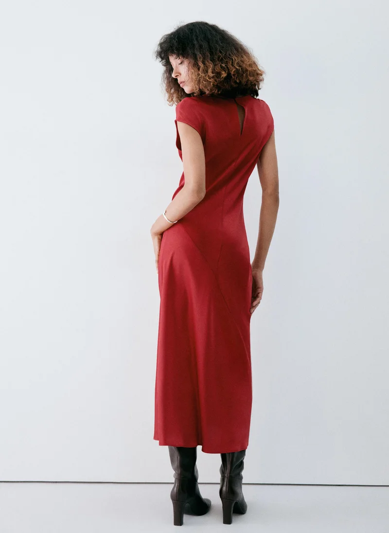 Mango Short-Sleeved Dress With Asymmetric Seams