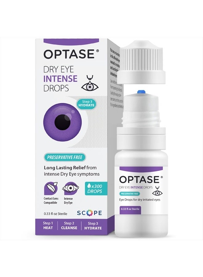 Dry Eye Intense Drops - Preservative Free Eye Drops for Long Lasting Relief - Artificial Tears to Relieve Severe Dry Eye Symptoms - Multidose Bottle - Step 3 Hydrate - .33 fl oz, 300 Doses