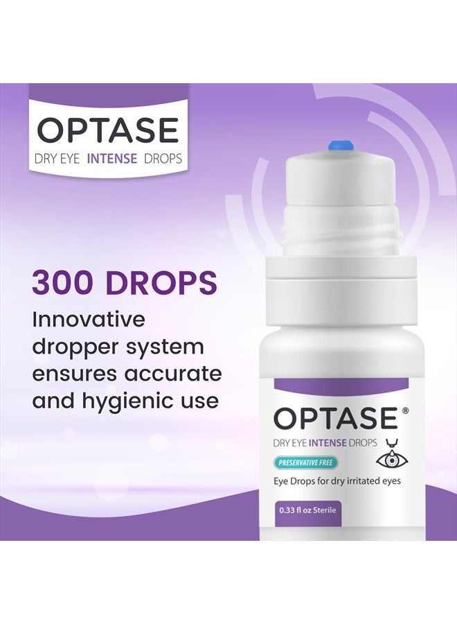 Dry Eye Intense Drops - Preservative Free Eye Drops for Long Lasting Relief - Artificial Tears to Relieve Severe Dry Eye Symptoms - Multidose Bottle - Step 3 Hydrate - .33 fl oz, 300 Doses