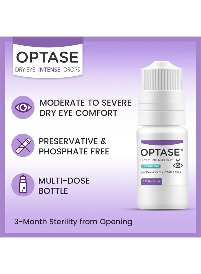 Dry Eye Intense Drops - Preservative Free Eye Drops for Long Lasting Relief - Artificial Tears to Relieve Severe Dry Eye Symptoms - Multidose Bottle - Step 3 Hydrate - .33 fl oz, 300 Doses