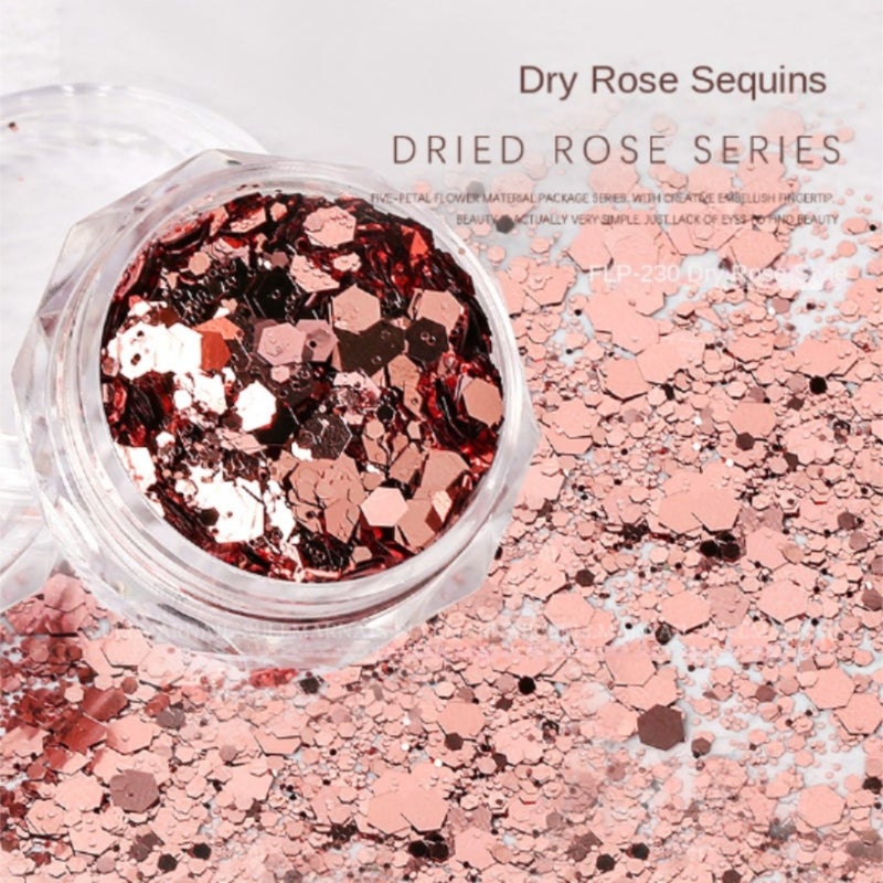 Glamorous Nail Art Sparkle Mix Irregular Glitter Dried Rose Nail Sequins - Image 5