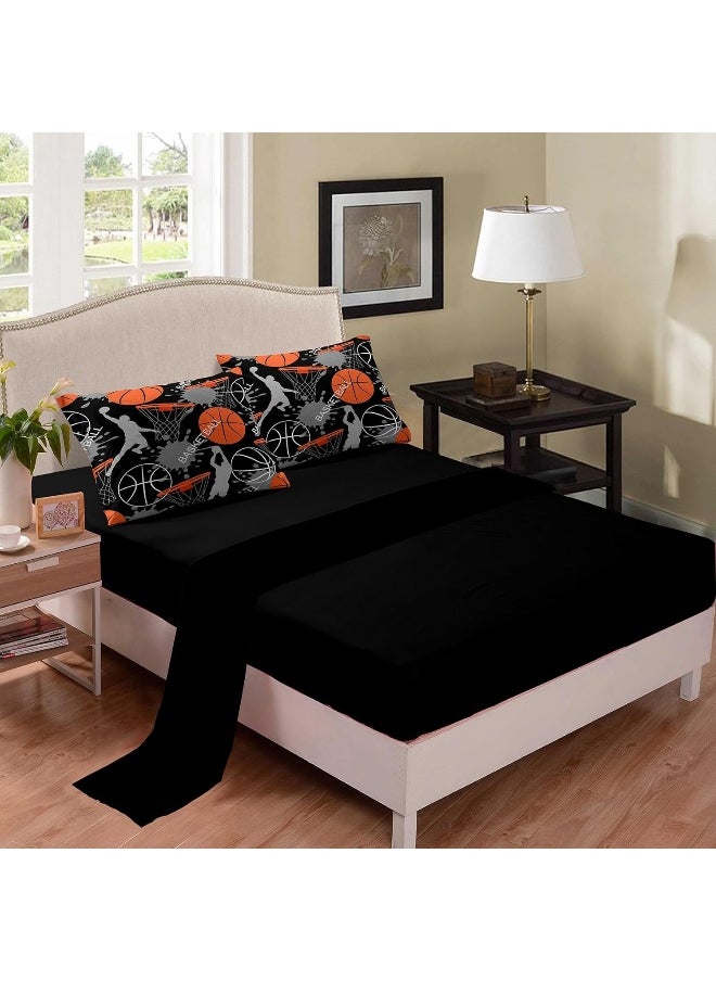 BODHI - Bodhi Bed in A Bag for Kids Boys, Kids Bedding Comforter Sheet Set, Twin Size Basketball Comforter Set, Kids Sports Basketball Bedding Set 5 PCS - Image 1