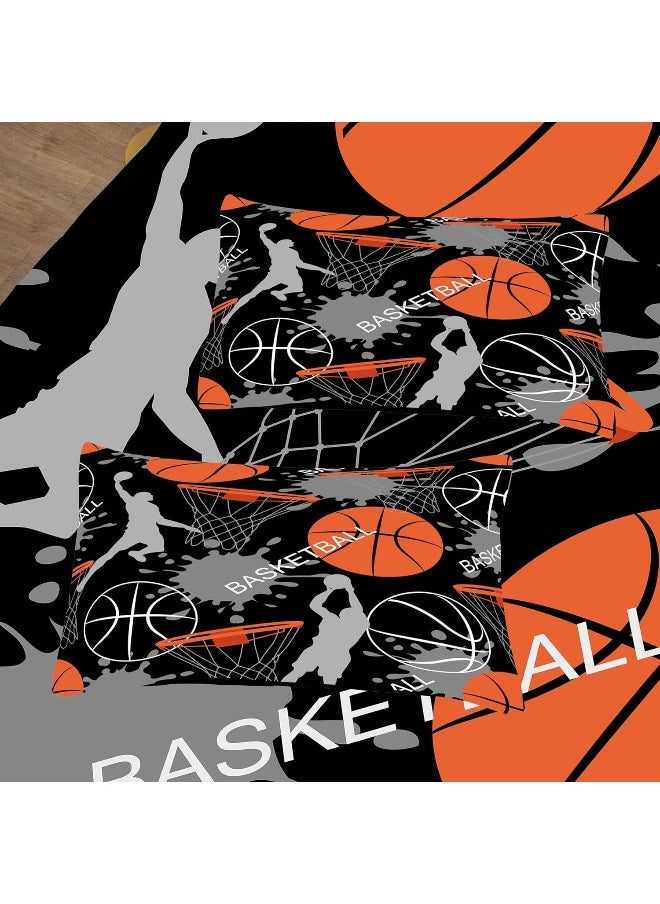 BODHI - Bodhi Bed in A Bag for Kids Boys, Kids Bedding Comforter Sheet Set, Twin Size Basketball Comforter Set, Kids Sports Basketball Bedding Set 5 PCS - Image 1