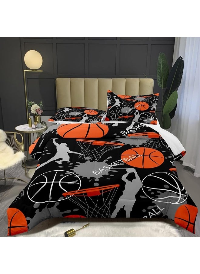 BODHI - Bodhi Bed in A Bag for Kids Boys, Kids Bedding Comforter Sheet Set, Twin Size Basketball Comforter Set, Kids Sports Basketball Bedding Set 5 PCS - Image 1