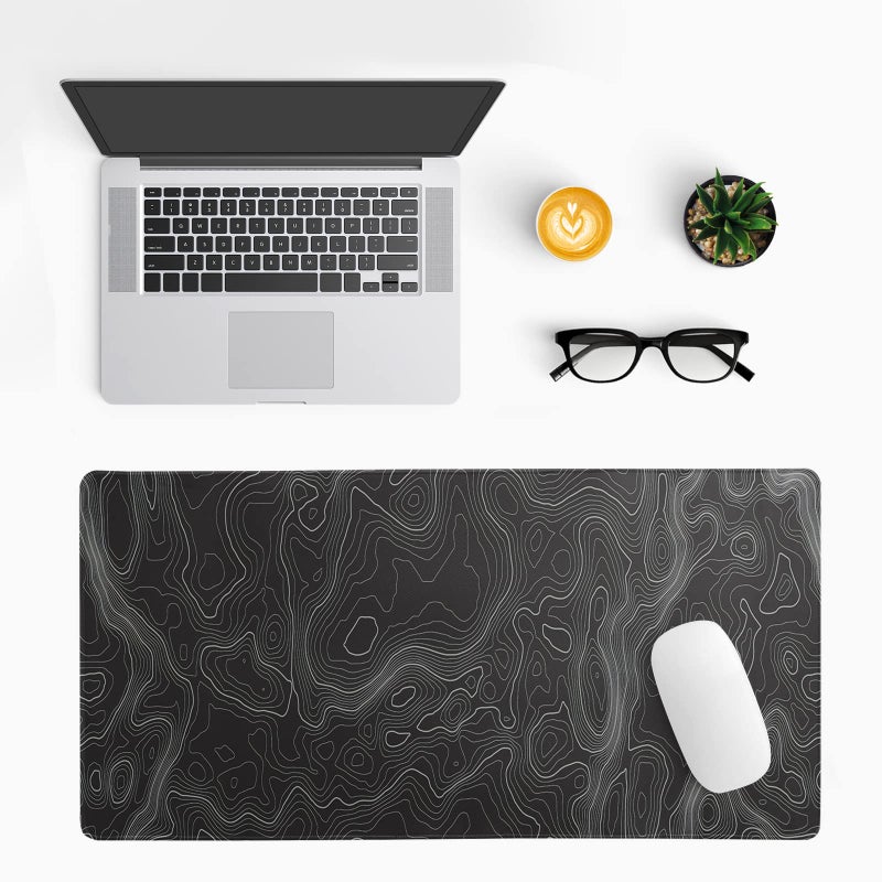 Siski Topographic Contour Extended Big Mouse Pad Large,Gaming Mouse Pad Desk Pad,27.6x11.8 Inch Long Computer Keyboard Mouse Mat Mousepad with 3mm Non-Slip Base and Stitched Edge for Gaming and Office - Image 2