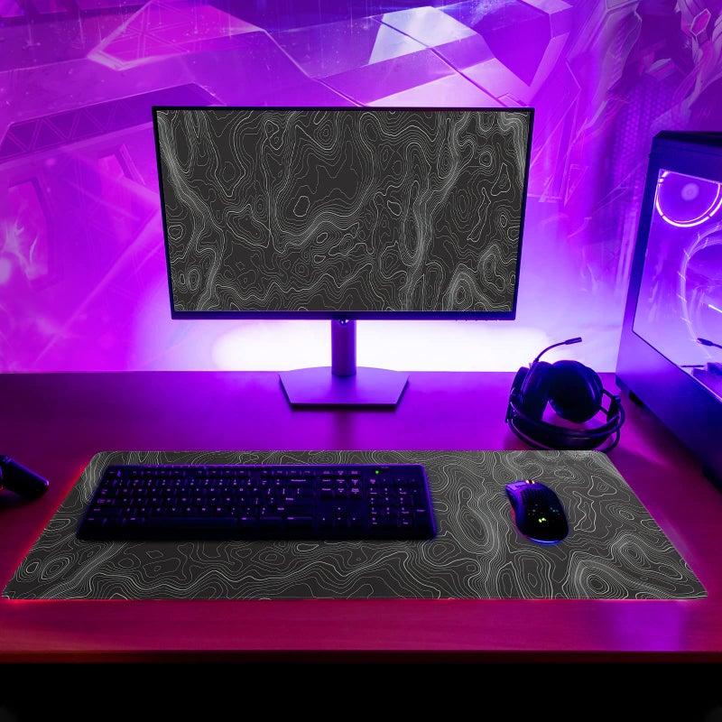 Siski Topographic Contour Extended Big Mouse Pad Large,Gaming Mouse Pad Desk Pad,27.6x11.8 Inch Long Computer Keyboard Mouse Mat Mousepad with 3mm Non-Slip Base and Stitched Edge for Gaming and Office - Image 3